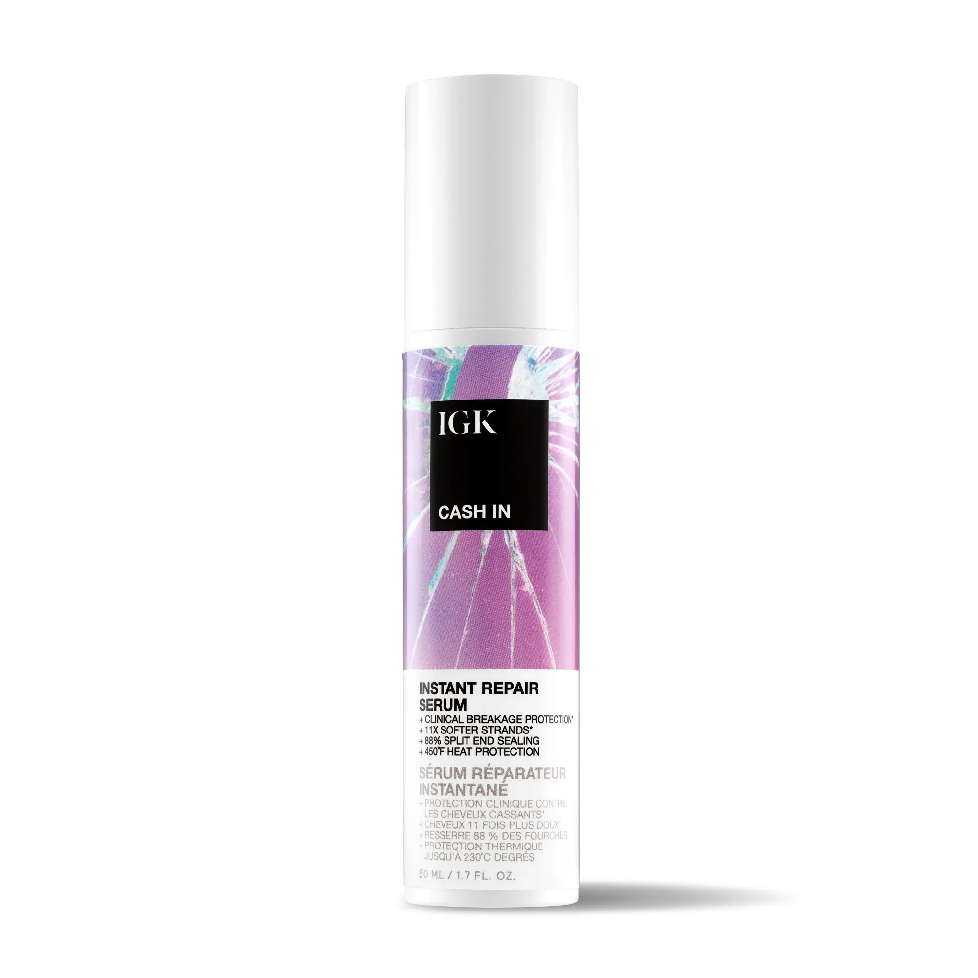 IGK CASH IN Instant Repair Serum | Breakage Protection + Seal Split Ends + 450°F Degree Heat Protection | Vegan + Cruelty Free + | 50ml | 1.7 oz