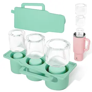 Silicone Ice Cube Tray, 3-compartment Cylinder Ice Cube Mold, Cylinder Ice Mold for Tumbler Cup, Water Bottle, Ice Cube Maker for Home Kitchen, Summer Kitchen Accessories, Kitchen Gadgets