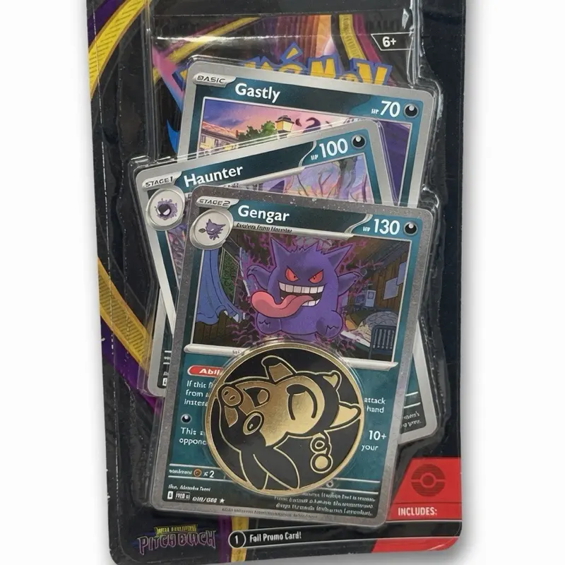Gengar Evolution Line Foil Promo Blister - Gastly, Haunter, Gengar + Gold Coin, Mega Evolution Pitch Black