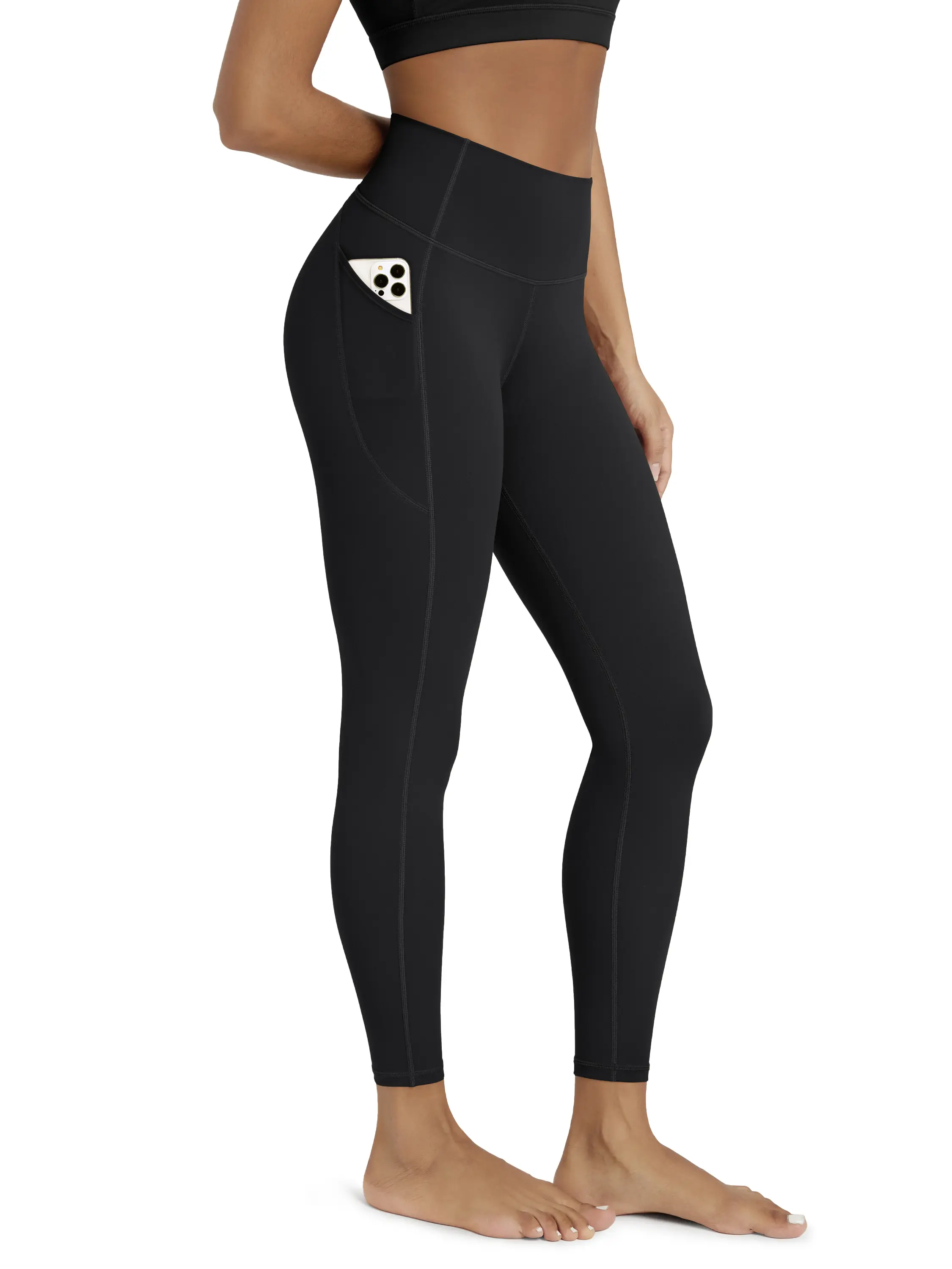 ODODOS Women's 3D Contour Butt Lift 7/8 Compression Leggings with Pockets High Waist Tummy Control Yoga Pants, 25" Inseam