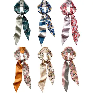6Pcs Hair Scarf for Women, Satin Purse Scarf Multifunctional Bag Scarves Fashion Scarves