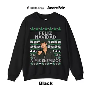 Feliz Navidad A Mis Enemigos Ugly Christmas Sweater | Mexican Corridos Graphic Pullover | Funny Holiday Gift Men Women Winter Outfit