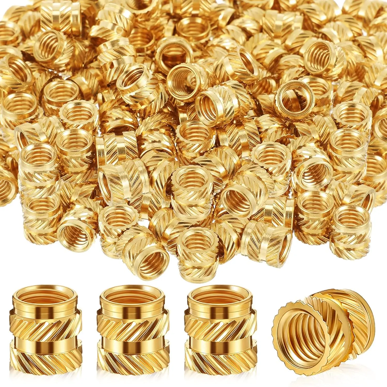 100 count M6 Heat Inserts M6 x D8 x L8 Brass Threaded Inserts 3D Printing Knurled Metric Nuts for Plastic, 3D Printing Components