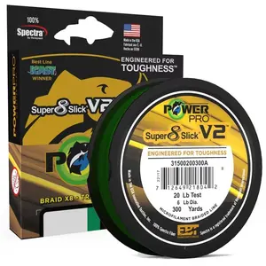 POWER PR0 SSV2 275M PE Line 8 Strands Spectra Fishing Line Original USA Fishing Braid Line PESCA，275m Pe Braided Fishing Line, Spectra Fiber, High Strength, Smooth Casting, Quick Water Cut, Durable, Saltwater & Freshwater Use, Power Pro Super 8 Slick V2