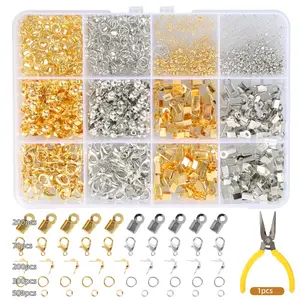 1273 Piece Bracelet Clasp Set, Chain Clasp Set, Includes Lobster Clasp, Bale Clasp, Connector, Fixing Bead, Tweezers, Pliers, Jewelry Making Set