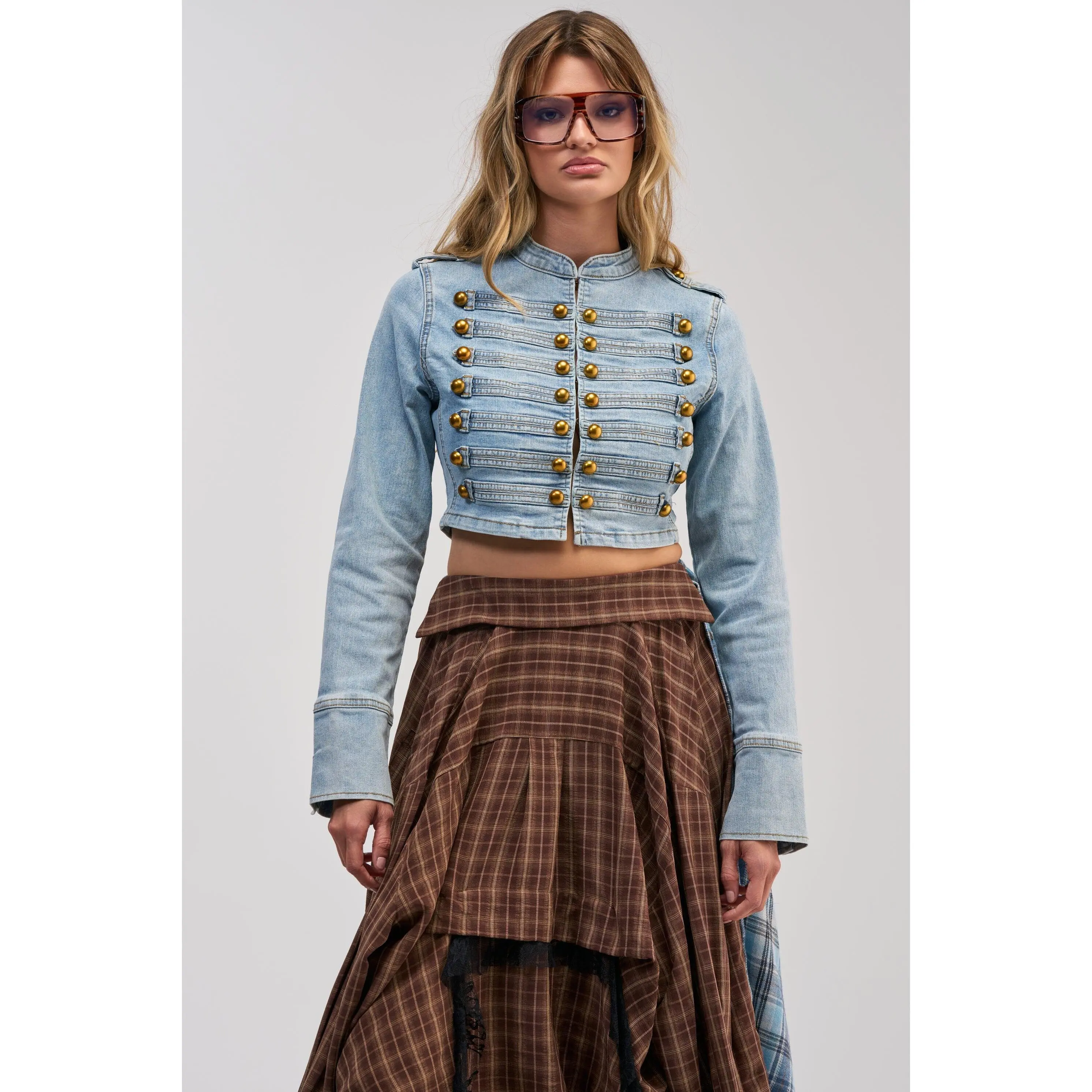 POWER MOVE NAPOLEON JACKET IN DENIM POWER MOVE NAPOLEON JACKET IN DENIM