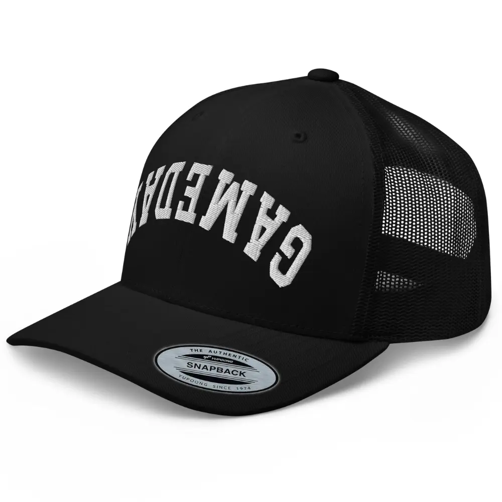 RIVEMUG NG Game Day Embroidered Upside Down Curved Bill Trucker Hat Mid Crown Adjustable Cap