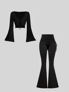 Women's Elegant Versatile Belted Cardigan Set Outfit, High Waist Slim Fit Long Pants, Stylish All-Season, Perfect for Casual & Formal Wear