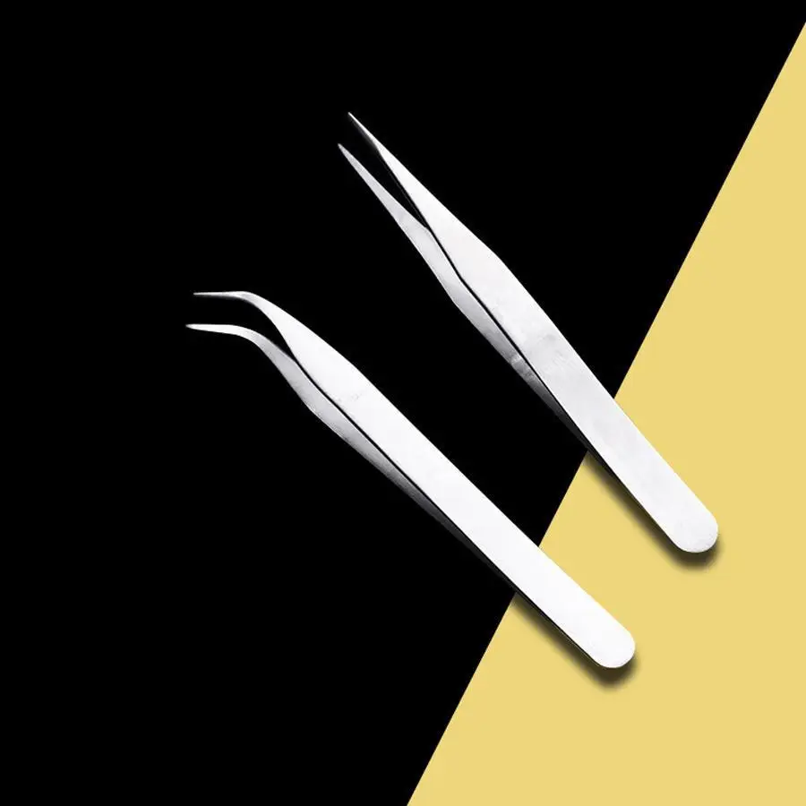 Stainless Steel Tweezer Tools, Curved & Straight Tweezer Combo Tool Set, Work Equipment for Men, Multipurpose Manual Sticker Tool for Office School Ha