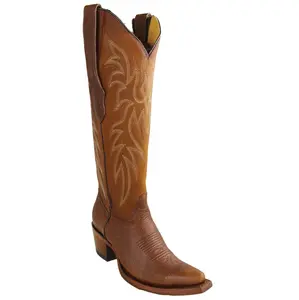 3809940- Women's Genuine Rage Leather Snip Toe Tall Boots Walnut Color - Los Altos Boots