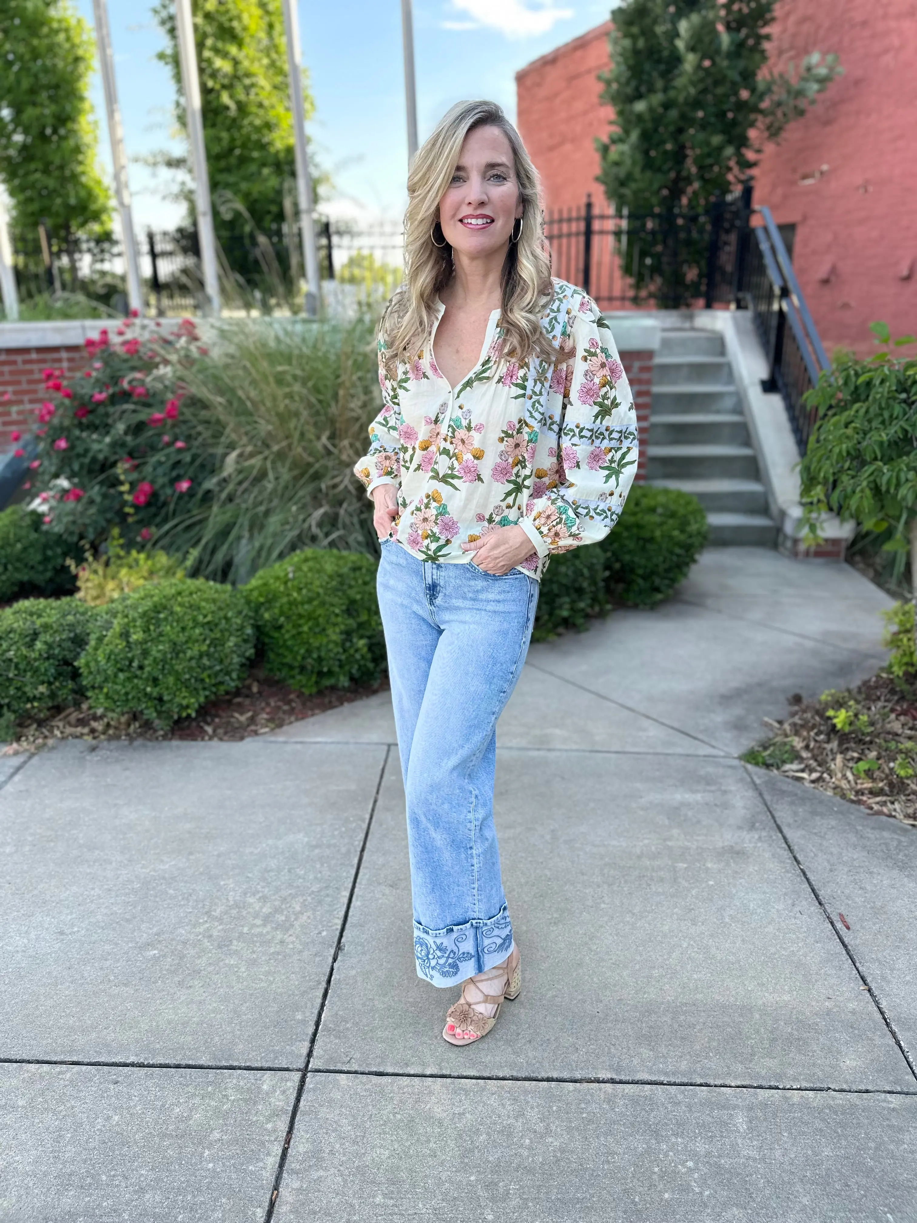 Bella Embroidery Cuffed Jean