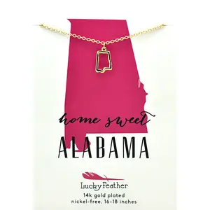 State Love Necklace – 14k Gold-Dipped, Adjustable Chain, Celebrate Your Home State in Style