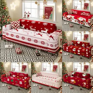 1PC Christmas Elastic Sofa Cover - Dustproof and Non-slip Christmas Sofa Protector, Suitable for Living Room, Bedroom, and Various Sofas, Creates Festive Atmosphere, Christmas Decoration (Pillowcase Not Included) Elastic Sofa Slipcover