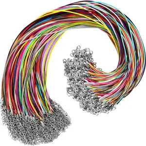 100 count Leather Necklace Cord with Clasps, Rope Necklace String, 25Color Necklace Cords for Pendants, 19.7"  Necklace Chains for  Making Supplies, 1.5mm Waxed Necklace Bracelet Cord