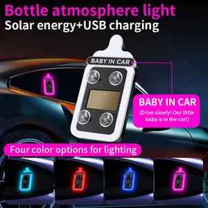 Car Interior Decoration Neon Atmosphere Light Solar Powered No Wiring Feeding Bottle Shape Baby in Car Triangle Window Lighting Car Ambient Light Car Atmosphere Lamp