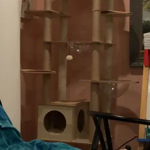 PAWZ Road 71-Inch, Wood Cat Tree Tower with Acrylic Nests, Multi-Level Cat Activity with Scratching Posts, Condo House and Large Top Perch, Beige