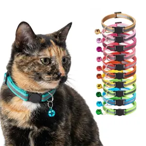 10-Piece Pet Collar Set, Adjustable Neck Strap, Safety Buckle Anti-Choking Cat Dog Collars, Reflective Bell Accessories, Suitable for Small Pets
