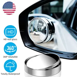2Pcs 360° Rotatable Blind Spot Mirror for Car,Waterproof HD Glass Convex Wide Angle Rear View Mirror,Enhance Driving Safety and Visibility,Reduce Blind Spot Risks