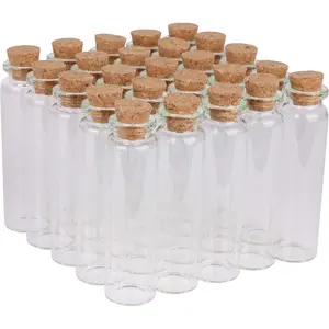 20ml Small Glass Bottles,Tiny Glass Vials,Jars with Cork Stoppers,Message Bottles,Wishing Bottle for Wedding Favors, Baby Shower Favors, DIY Art Craft Storage,24pcs