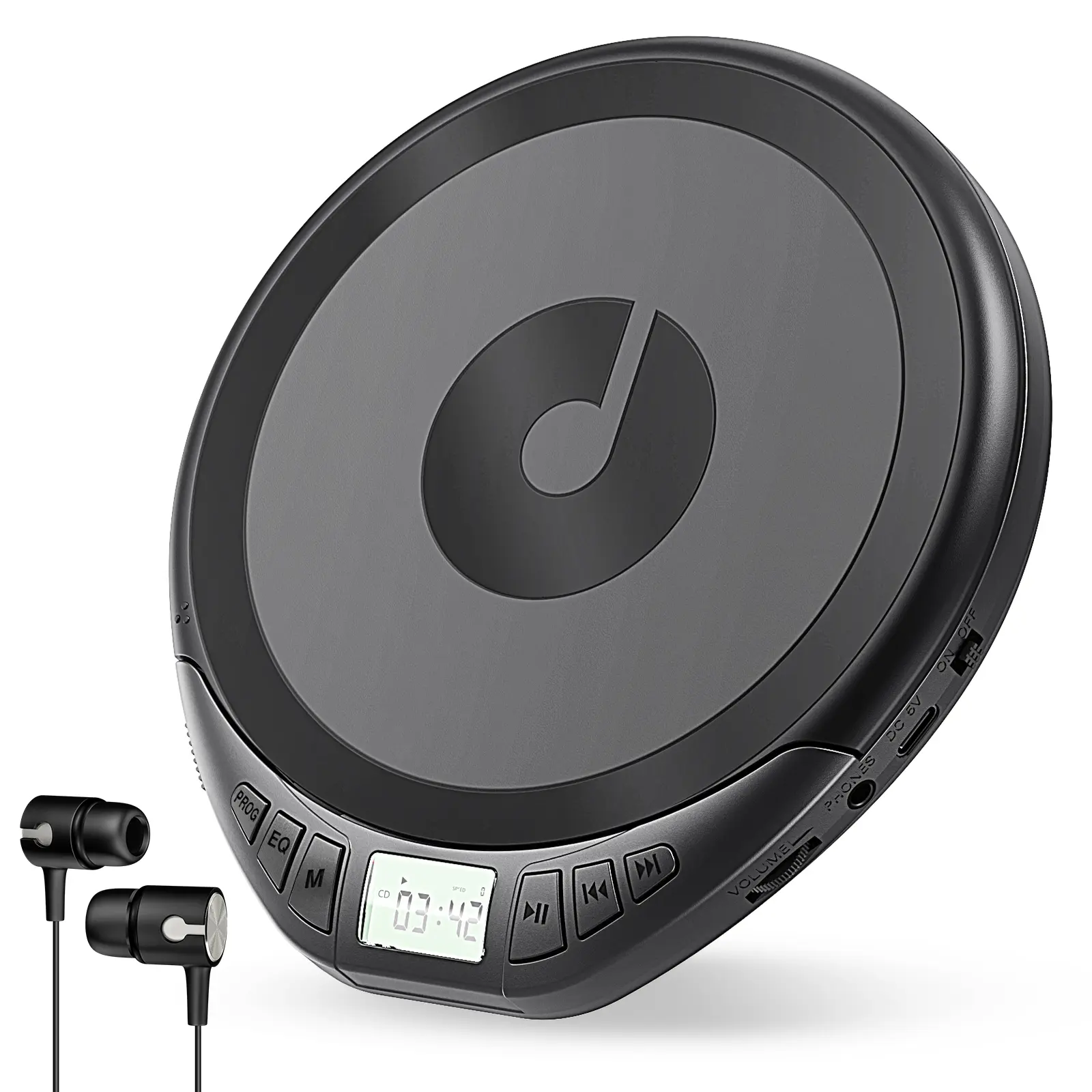 Kegaudio Portable CD Player - Anti-Shock, Rechargeable Batteries, High-Quality Sound, LCD Display, Digital Noise Reduction Chip, MP3/CD-RW Compatibility, Auxiliary Input, Memory Function