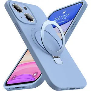 Designed for iPhone 13 Case with Magnetic Invisible Stand Compatible with Mag-Safe Military Drop Tested Shockproof Silicone Phone Cases for Women Men 6.1'', Blue