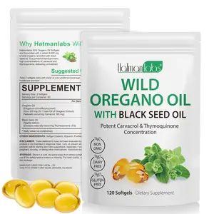 【NEW】Wild Oregano Oil with Black Seed Oil 6000mg per Serving - Immune Support & Digestive Health Supplement, Cold-Pressed Organic Oregano Oil & Black Cumin Seed Oil Capsules, Natural Antioxidant for Daily Wellness, 60ct