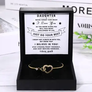 To My Daughter Gold Heart Infinity Bracelet - Engraved Message from Dad Gift
