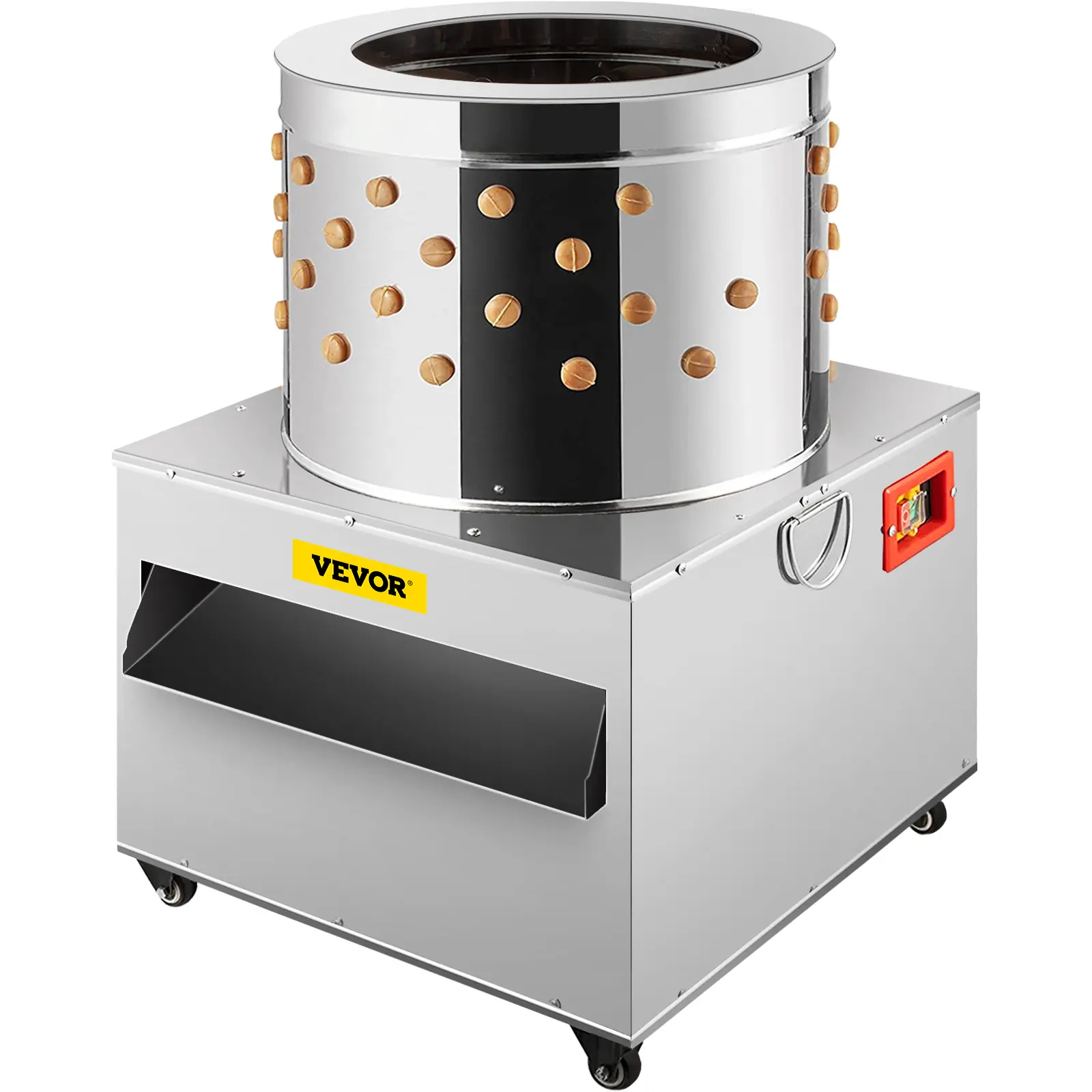 Spring new arrivals Chicken Poultry Plucker 2200W 240R/min Turkey Chicken Poultry Plucking Machine 23.5inch Barrel Diameter Stainless Steel Feather Plucking Machine with Wheels Defeather Hair Removal Machine