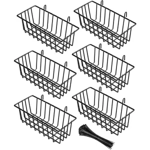 6 Pack Wire Basket, Hanging Wall Basket for Grid Wall Panels, Metal Hanging Baskets  SEMPOMA