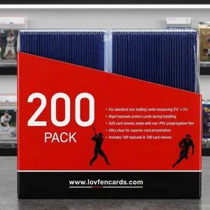 200 Pack Trading Card Protectors – 100 Toploaders + 100 Sleeves (35pt Standard Size)