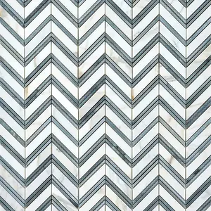 Calacatta Gold & Gray Grand Chevron 12x12 Polished/Honed Marble Mosaic Tile