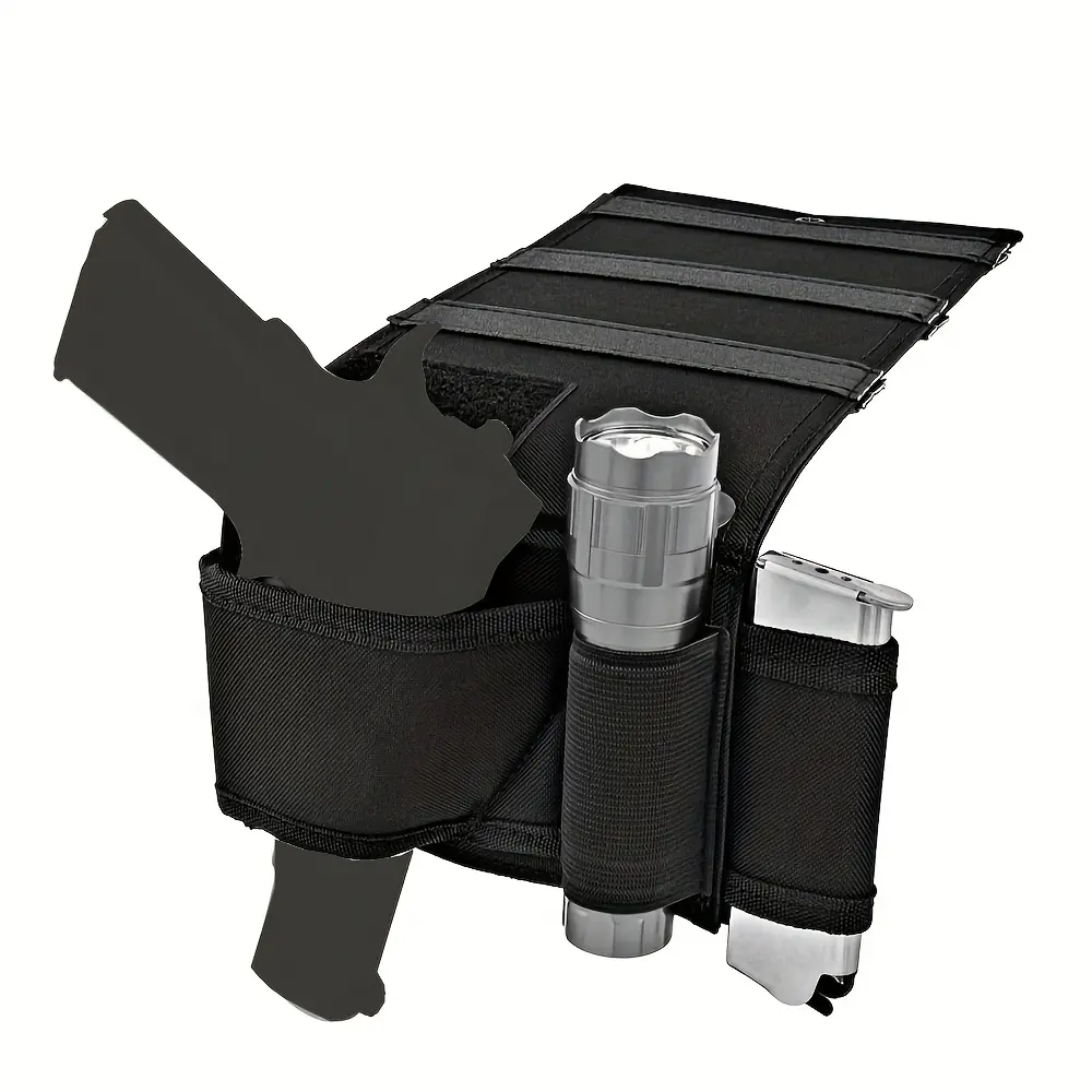 Quick Access Concealed High-Quality Pistol Holster, Bottom Pistol Holster, Pistol Holster with Flashlight Ring, Suitable for Car Seat, Bedside, Sofa, Table, Valentine's Day Gift