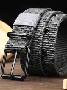 New Automatic Buckle Belt, Canvas Tactical Workwear Casual Outdoor Military Training Pants Belt For Men, Street Style Belt, Durable Belts
