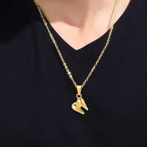 U7  Mini Cute Teeth Pendant Necklace Rolo Chain Necklace Dentist Jewelry