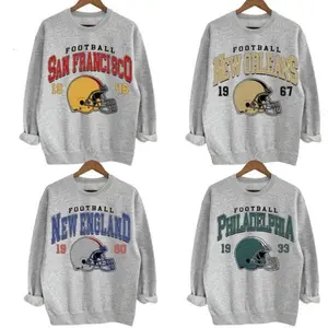 ASH COLOR Vintage Football Crewneck Sweatshirt – Hometown All Teams Football Game Day Pullover, Retro Throwback Graphic Sweater, Classic American Football Spirit Wear, Tailgate Outfit, Perfect Gift for Dallas Football Supporters, Big D Game Day Merch