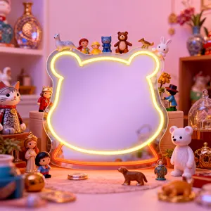 Cute Bear Neon Mirror Light  Anime Room Decor LED Wall Sign for Bedroom Game Room Aesthetic Gift #anime #roomdecor #neonsign #gamingroom #kawaiidecor