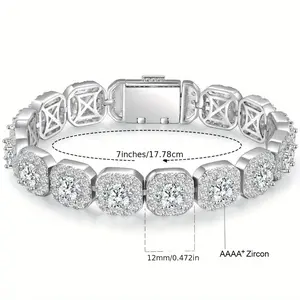 12Mm Cuban Bracelet Wide Rock Sugar Chain Synthetic Synthetic Zircon ​ ​     Bracelet Flip Men'S Bracelet Trend Jewelry Tennis Bracelet Jewelry