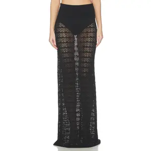 NBD Kyriah Pointelle Maxi Skirt in Black