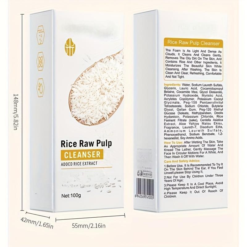 Rice Extract Facial Cleanser, Creamy Foam Face Wash for Daily Use, Soft Clean Feel, Rice Raw Pulp Cleanser 100g
