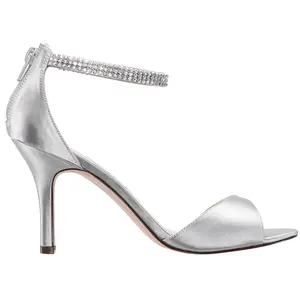 Nina Womens Volanda Metallic Ankle Strap Dress Sandals High Heel 3" & Up - Silver