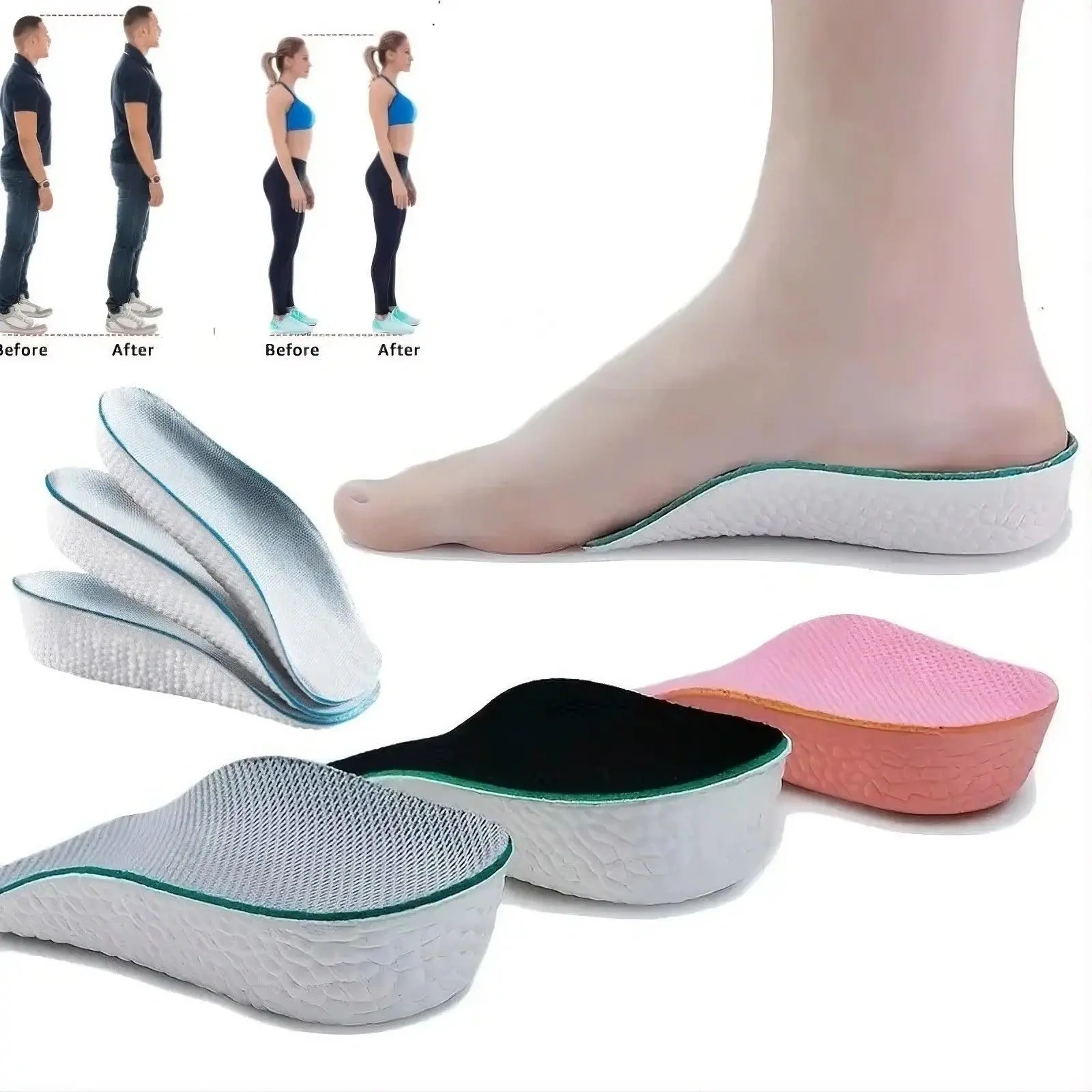 Memory Foam Height Increasing Insoles for Men and Women's Shoes, Flat Feet, Arch Support, Orthopedic Insoles, Sneakers, Heel Lift Shoe PadsHeight Increase Insoles, Footwear Shoe, Flat, Foam, Tactical, Tactical Arch, Casual