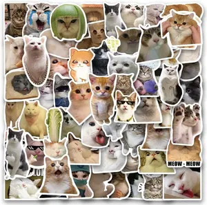 Set of 50 Fun Cat Stickers — May contain duplicate designs. Perfect for decorating smartphones, luggage, water bottles, and various DIY creative projects. Also an excellent choice for student stationery, back-to-school supplies, and small rewards.