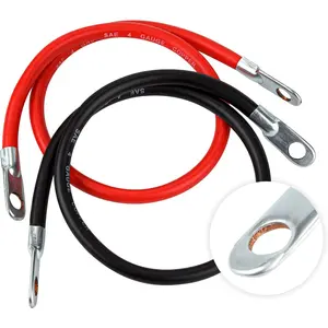 4AWG 24-Inch Battery Inverter Cables Set, 4Gauge x 24"(1 Positive & 1 Negative) For Car,Truck,RV,Solar