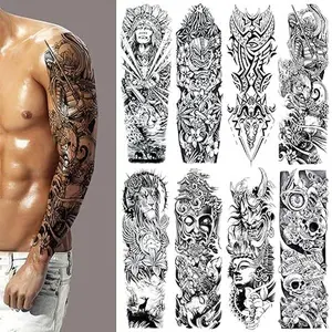 Halloween Temporary Tattoos for Men, 8 Sheets Sleeve Tattoos Temporary, Full arm Japanese Temporary Tattoos,Fake Tattoos That Look Real