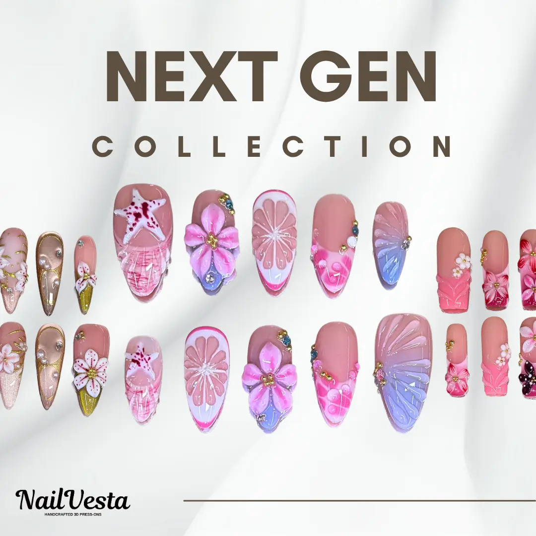 NailVesta Next Gen Collection – 100% Handcrafted 3D Press-On Nails | Reusable, Long-Lasting, Salon-Quality