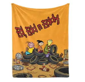 Ed, Edd n Eddy Custom Fleece Blanket, Soft Cartoon Throw Blanket for Kids & Adults, Cozy Flannel Blanket for Bed Couch, Nostalgic 90s Cartoon Gift