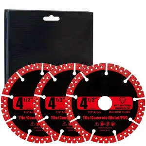 4-1/2 inch Diamond Multi-Purpose Saw Blades for Angle Grinder, Heavy Duty Cut-Off Disc for Metal, Plastic, Porcelain, Ceramic, Marble, Stone - 3 Pack