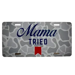 Mama Tried - white osc car tag
