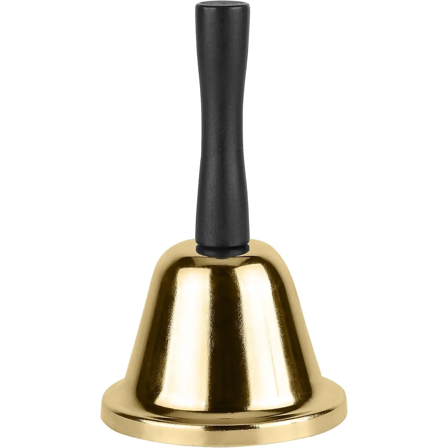 MROCO Gold Steel Hand Bell (1 Count, 2.92 oz, 5.1"(L)x2.9"(W)x2.9"(H)) for Teachers & Children, Durable Steel Construction, Comfortable Handle, Loud Ringing for Classroom Service & Events