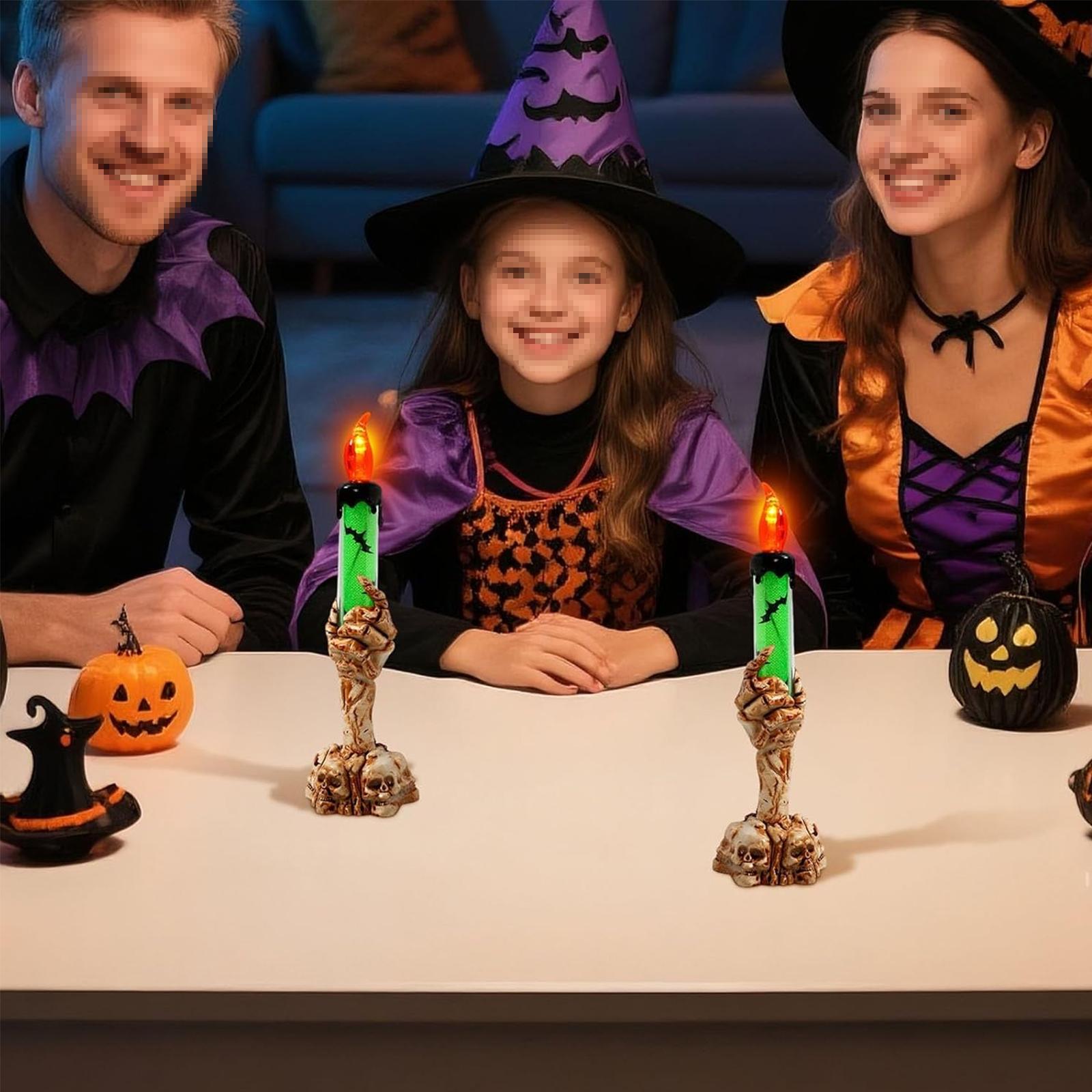 Halloween Vivid Resin Skeleton Hand Finger Candle Holders (Battery-Included), 2026 Halloween Delicate Bar Home Party Desktop Tea Light Holders Decor Halloween Vivid Resin Skeleton Hand Finger Candle Holders (Battery-Included), 2026 Halloween Delicate Bar Home Party Desktop Tea Light Holders Decor